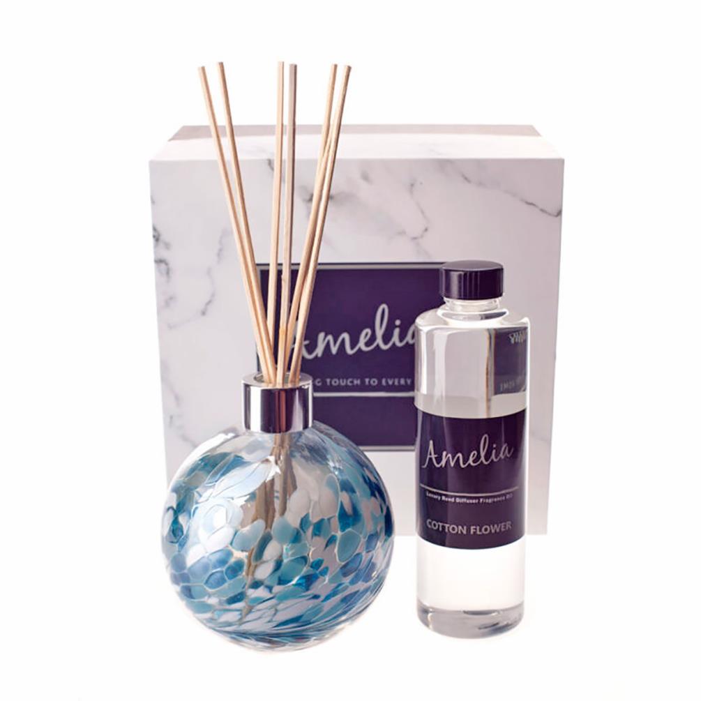 Amelia Art Glass Turquoise & White Reed Diffuser Gift Set  £37.79